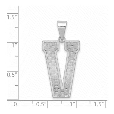 Sterling Silver Letter V Pendant – view 5