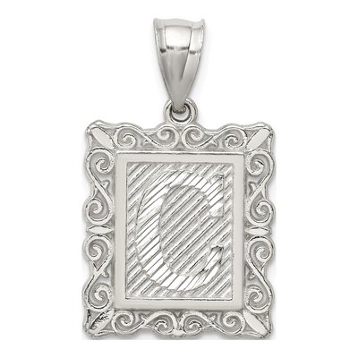 Sterling Silver Diamond-Cut Letter C Pendant