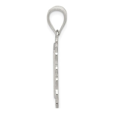 Sterling Silver Diamond-Cut Letter E Pendant – view 3