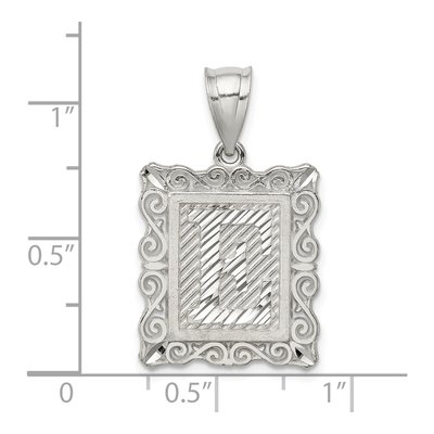 Sterling Silver Diamond-Cut Letter E Pendant – view 5