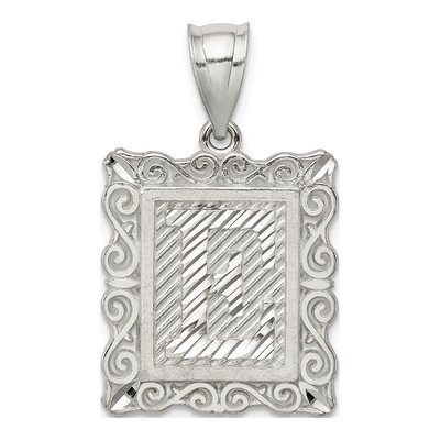 Sterling Silver Diamond-Cut Letter E Pendant