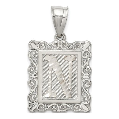 Sterling Silver Letter N Pendant