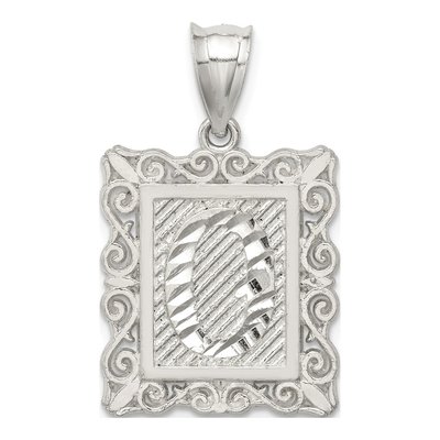 Sterling Silver Diamond-Cut Letter O Pendant