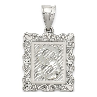 Sterling Silver Diamond-Cut Letter S Pendant