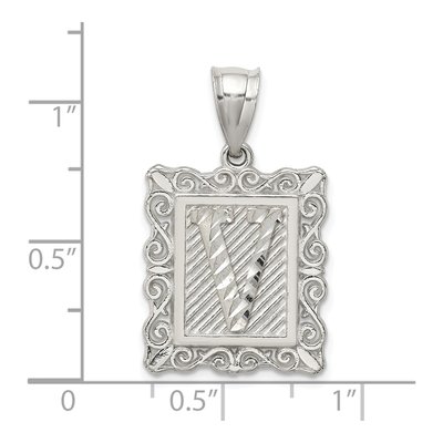 Sterling Silver Diamond-Cut Letter V Pendant – view 5