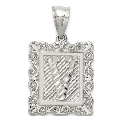 Sterling Silver Diamond-Cut Letter V Pendant