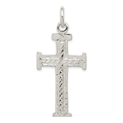 Sterling Silver Diamond-Cut Cross Pendant