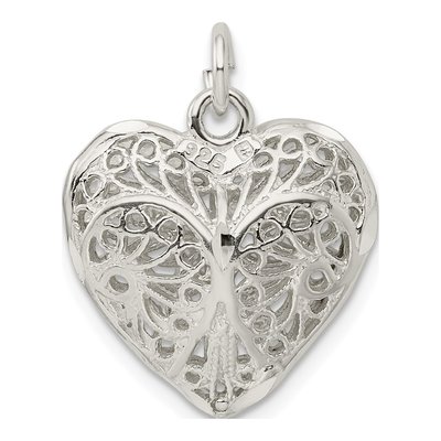 Sterling Silver Filigree Puffed Heart Charm – view 4