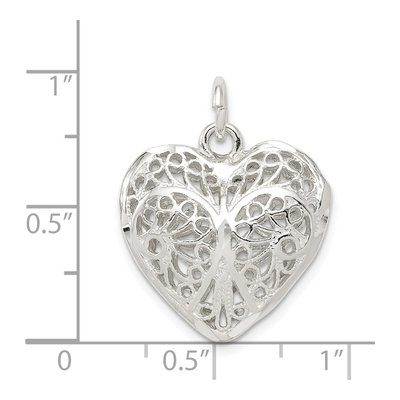 Sterling Silver Filigree Puffed Heart Charm – view 5