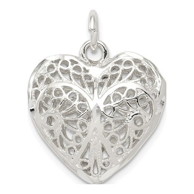Sterling Silver Filigree Puffed Heart Charm