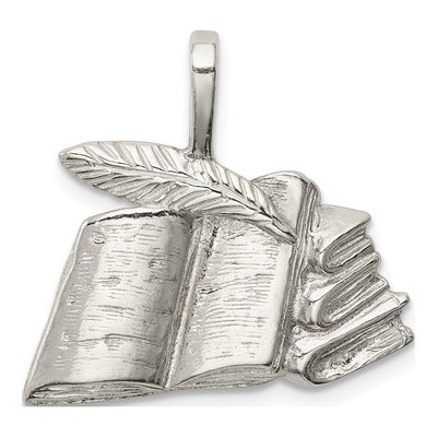 Sterling Silver Books Quill Pendant