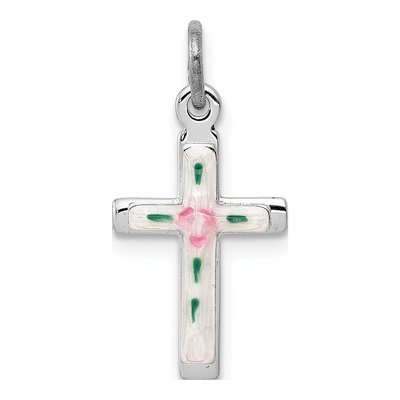 Sterling Silver Kids' Enameled Cross Charm