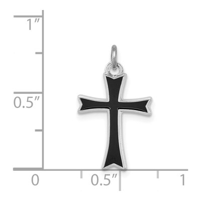 Sterling Silver Black Enamel Cross Pendant – view 5