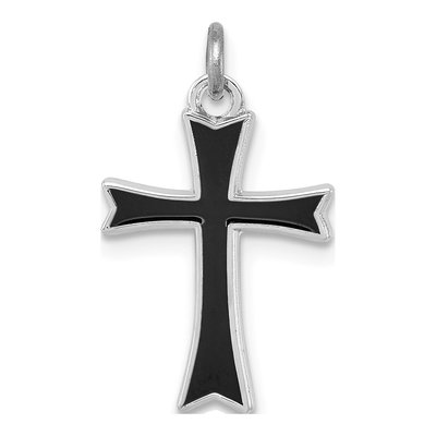 Sterling Silver Black Enamel Cross Pendant