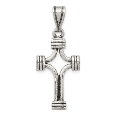 Sterling Silver Antiqued 3-D Cross Pendant