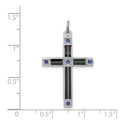 Sterling Silver CZ Enamel Cross Pendant – view 4