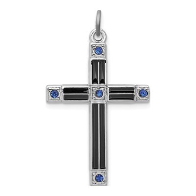 Sterling Silver CZ Enamel Cross Pendant