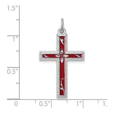 Sterling Silver Red Enamel Cross Pendant – view 4