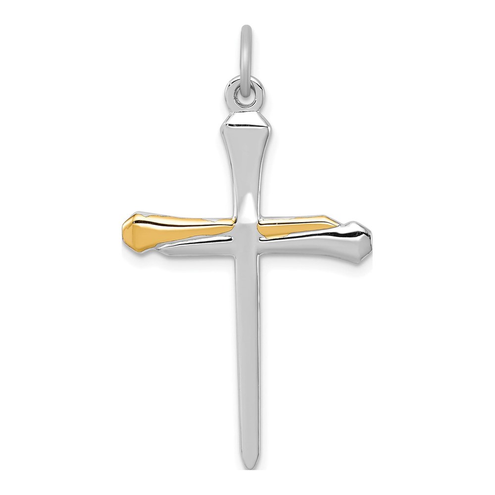 Sterling Silver Nail Cross Pendant, Platinum-Plated