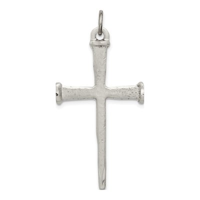Sterling Silver Antiqued Nail Cross Pendant