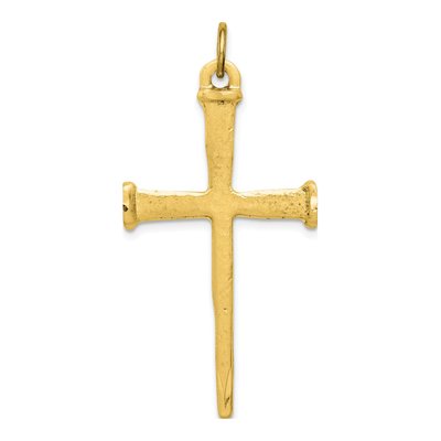 Gold-Plated Sterling Silver Nail Cross Pendant
