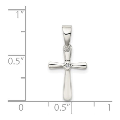 Sterling Silver CZ Kids' Cross Pendant – view 4