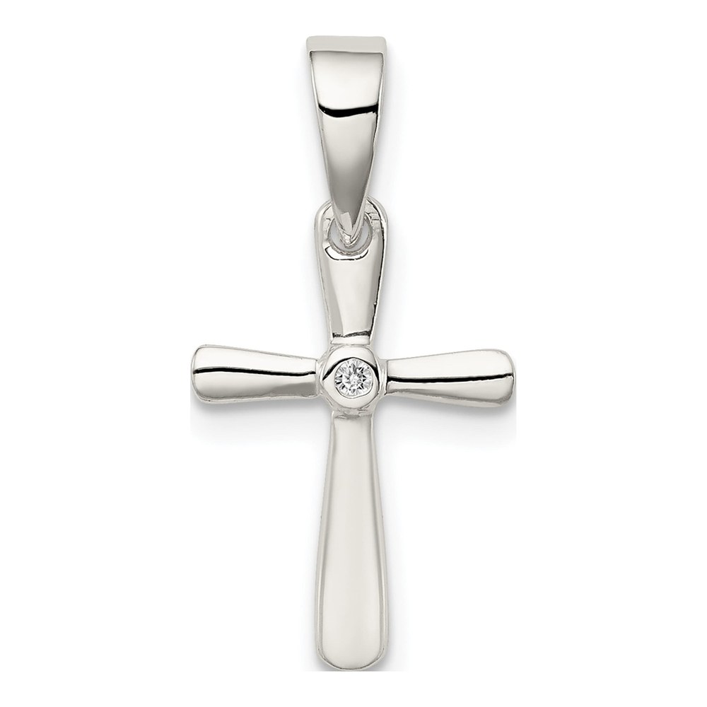 Sterling Silver CZ Kids' Cross Pendant