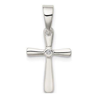 Sterling Silver CZ Kids' Cross Pendant