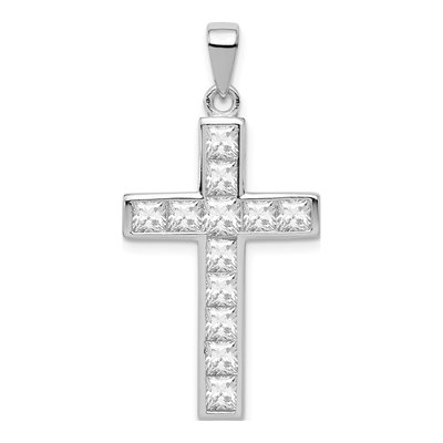Sterling Silver CZ Cross Pendant