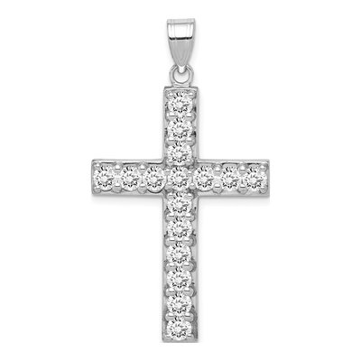 Sterling Silver CZ Latin Cross Pendant
