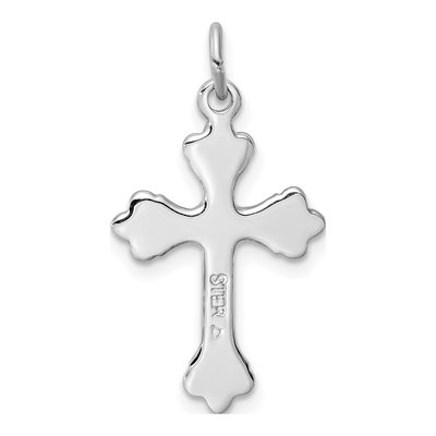 Sterling Silver Blue Enamel Budded Cross Charm – view 5