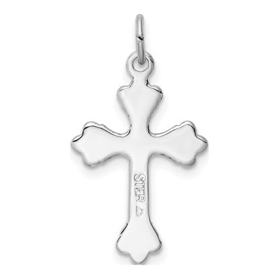 Sterling Silver Green Enamel Budded Cross Charm – view 5