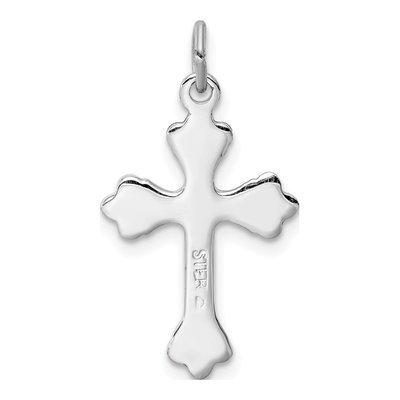 Sterling Silver Pink Enamel Budded Cross Charm – view 5