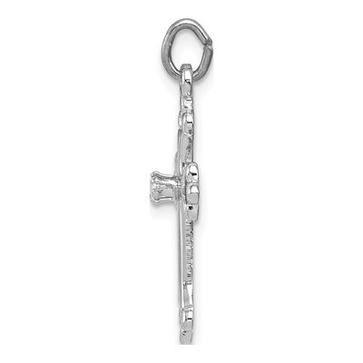 Sterling Silver CZ Budded Cross Pendant – view 3