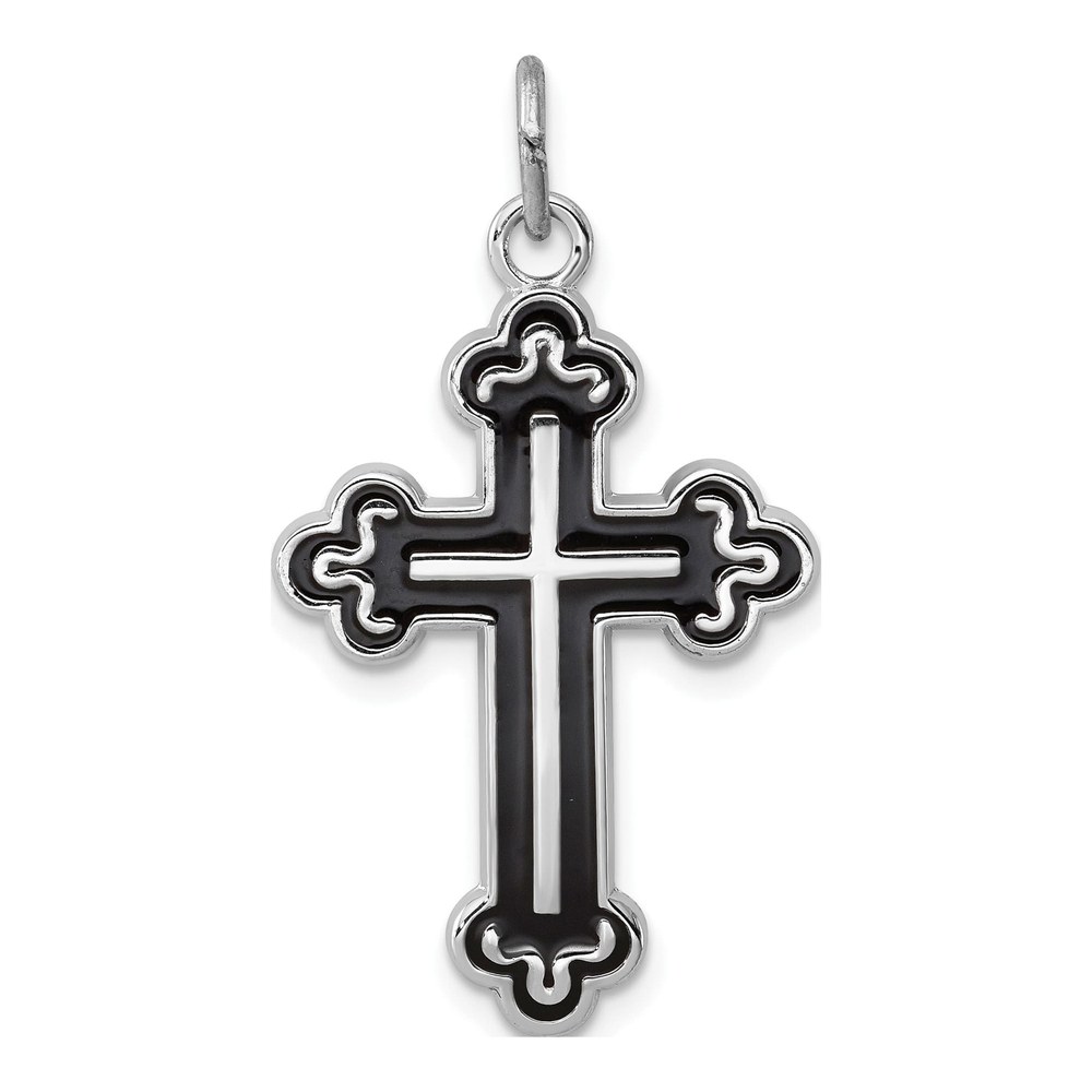 Sterling Silver Enameled Cross Pendant, Platinum Plated