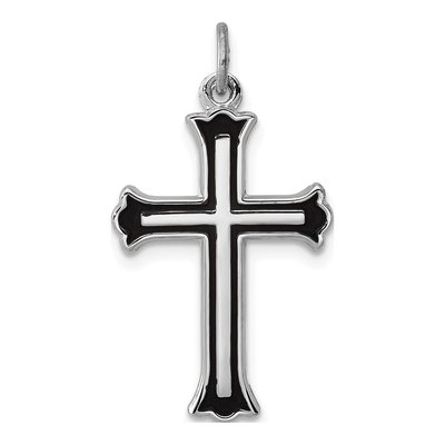 Sterling Silver Enameled Cross Charm