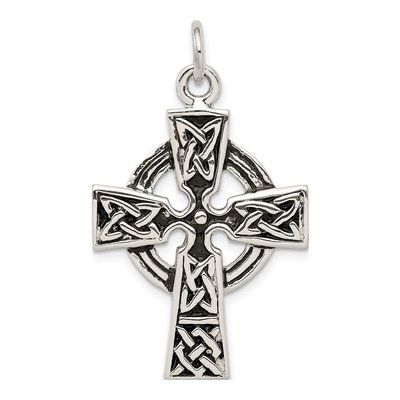 Sterling Silver Antiqued Celtic Cross Charm