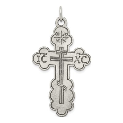 Sterling Silver Antiqued Orthodox Cross Charm