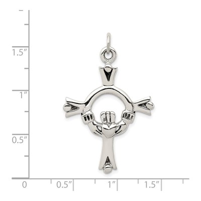 Sterling Silver Antiqued Claddagh Cross Charm – view 4