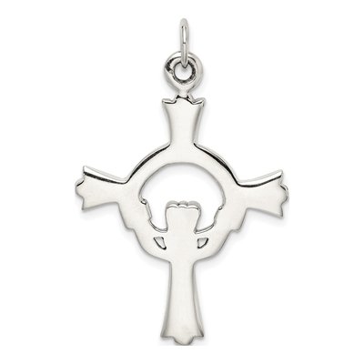 Sterling Silver Antiqued Claddagh Cross Charm – view 5