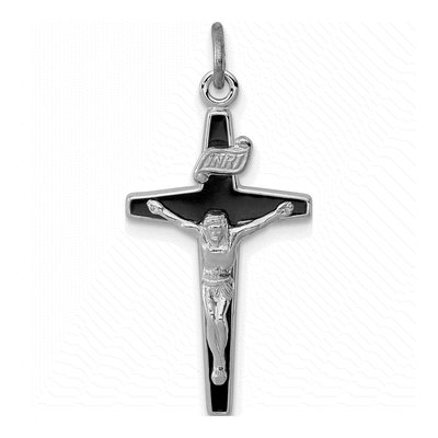 Sterling Silver Enameled Crucifix Pendant
