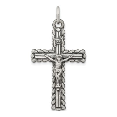 Sterling Silver Antiqued INRI Crucifix Pendant