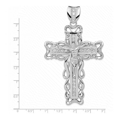 Sterling Silver CZ Crucifix Pendant – view 4