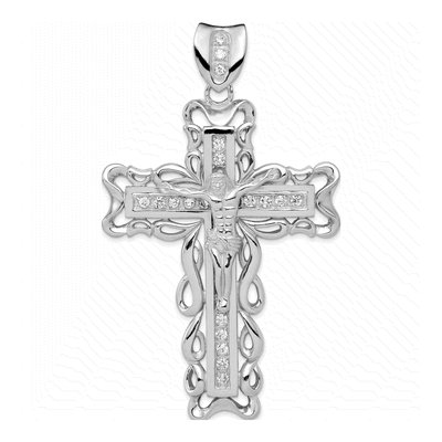 Sterling Silver CZ Crucifix Pendant