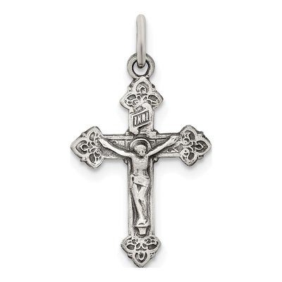 Sterling Silver Antiqued INRI Crucifix Pendant