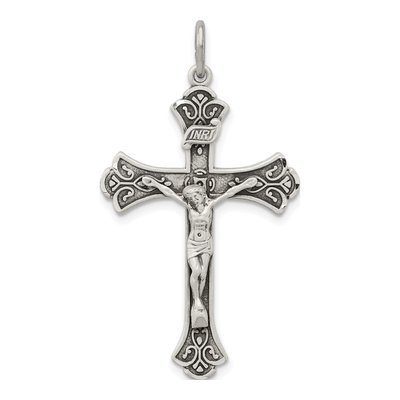 Sterling Silver Antiqued INRI Crucifix Pendant