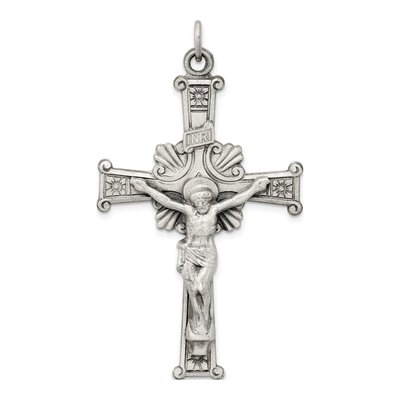Sterling Silver Antiqued INRI Crucifix Pendant