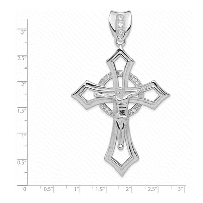 Sterling Silver CZ Crucifix Pendant – view 4