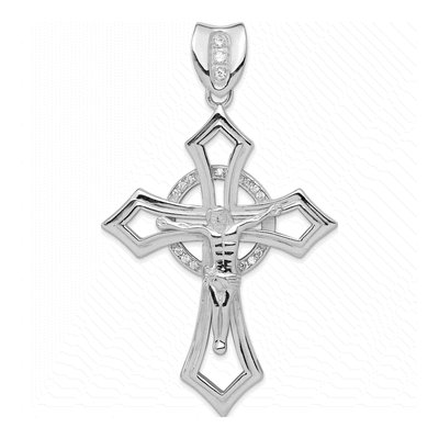 Sterling Silver CZ Crucifix Pendant