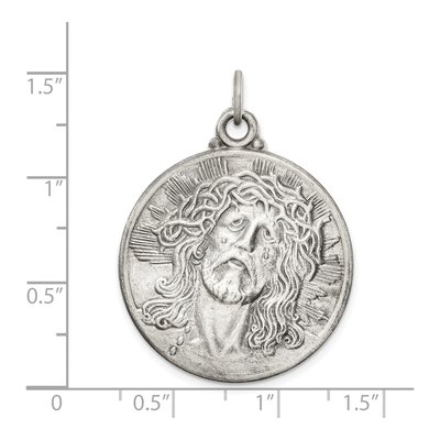 Sterling Silver Antiqued Ecce Homo Medal Pendant – view 4